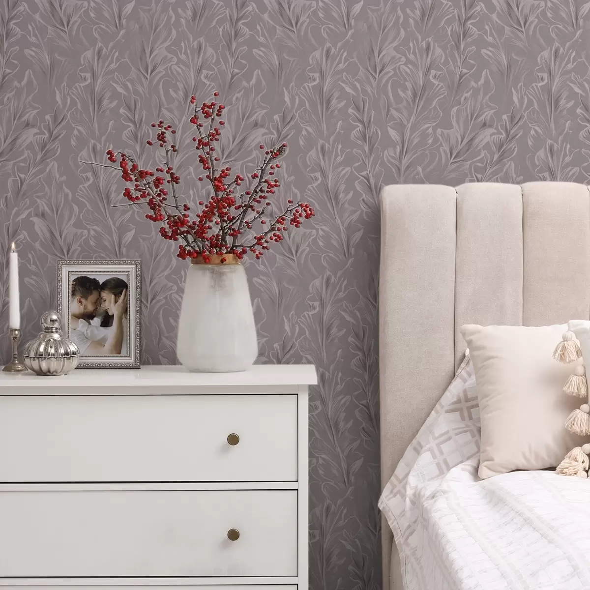 Háttérkép Porszerű rózsaszín-bézs színvilágban hullámzó, leveles minták a00495