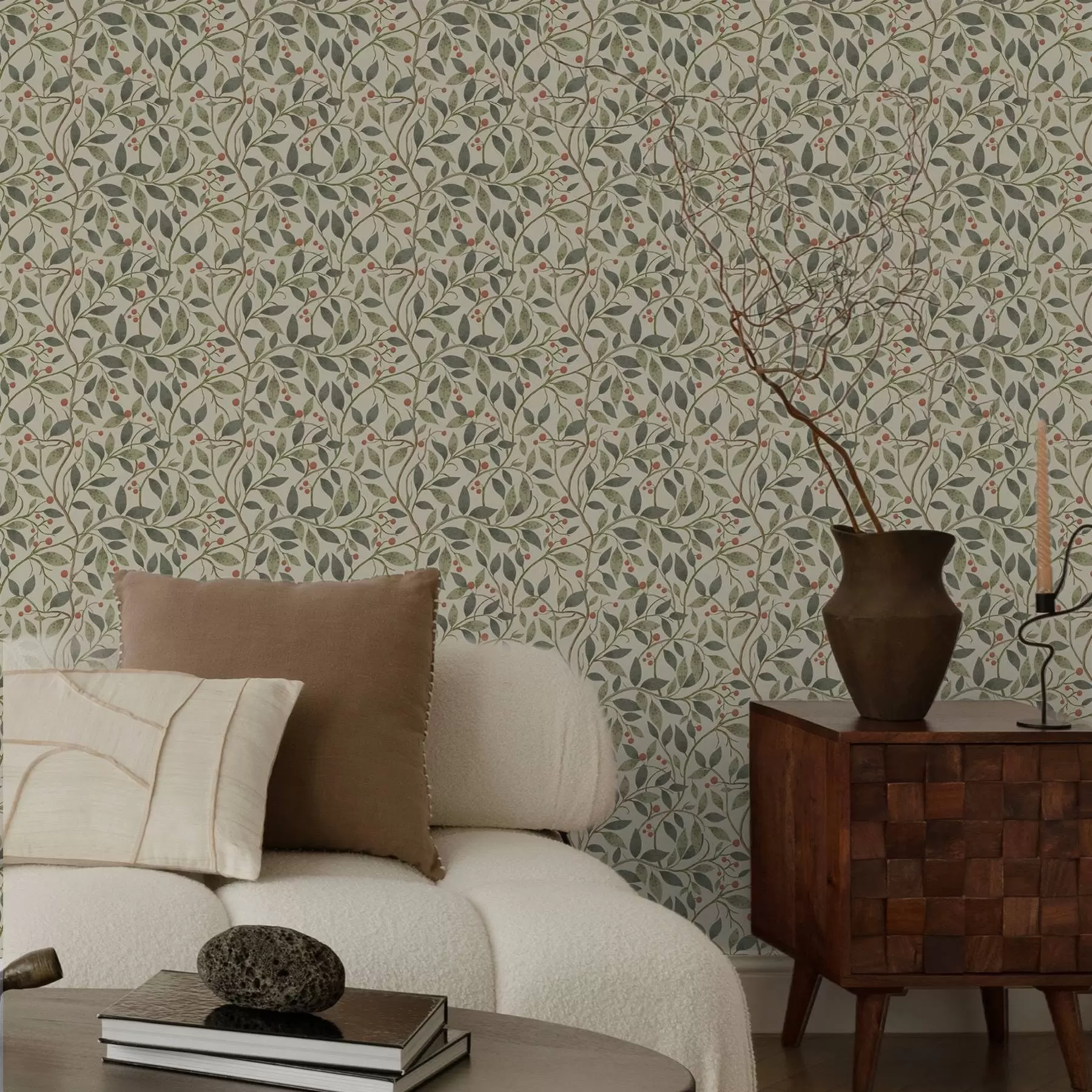 fotószőnyeg Olajágak bogyókkal meleg, világos háttér előtt a00573