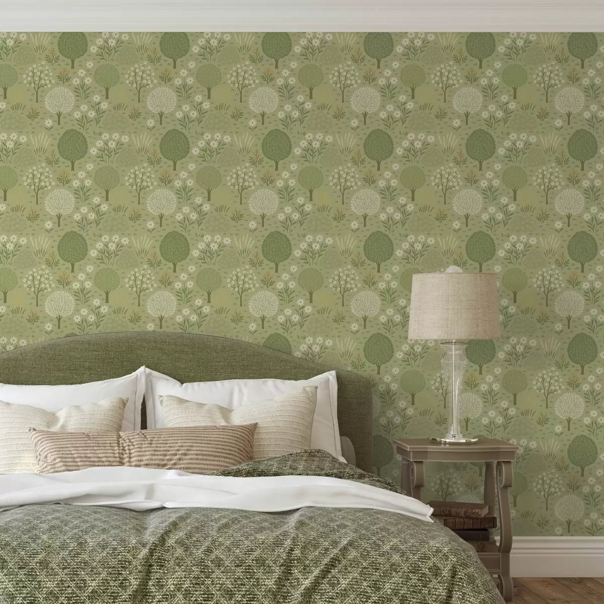 Háttérkép Gyerekek zöld kertje: fák, virágok és búza a00586