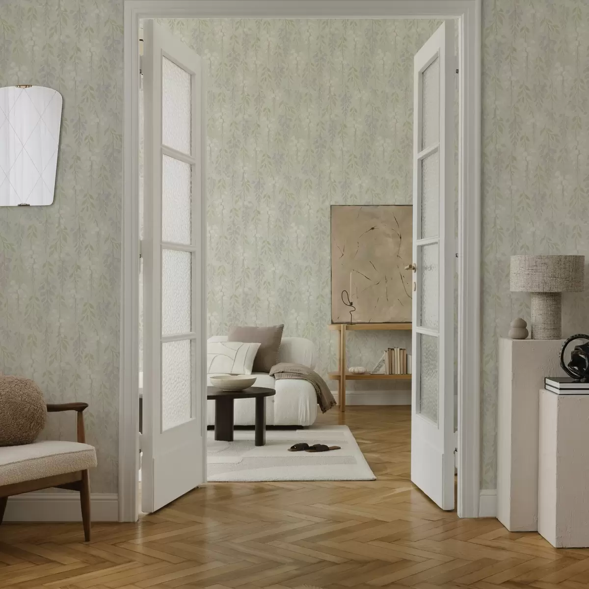 Háttérkép Lila wisteria mentazöld háttér előtt a00593