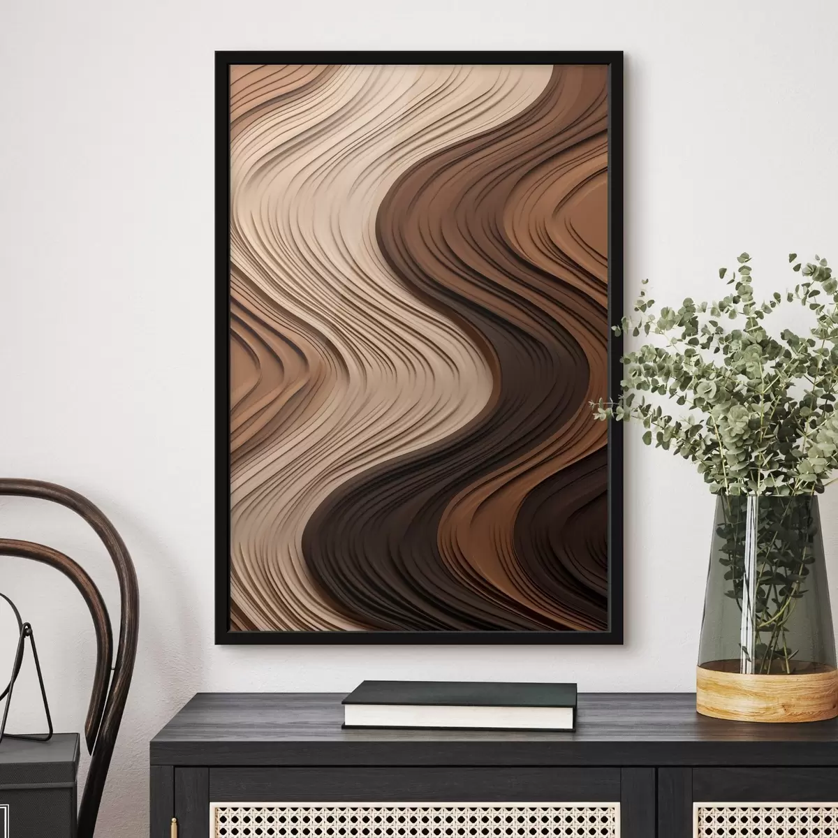 Plakát a sziklán Függőleges hullámok meleg bézs-barna rétegekben f45905