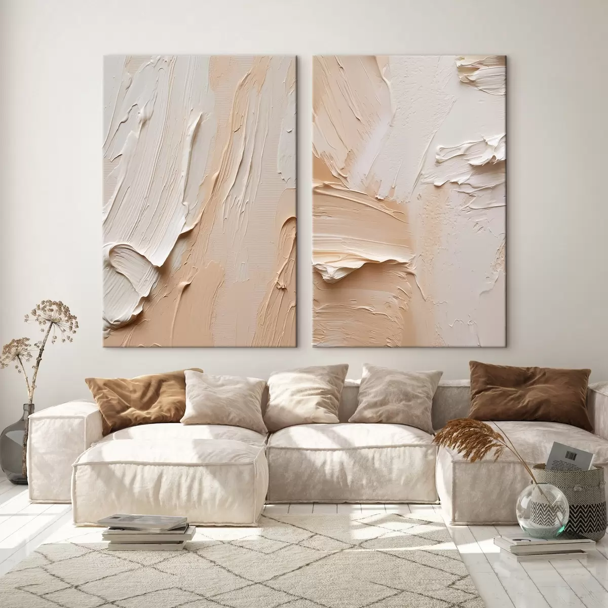 fotótapéta Krémes homok impasto ecsetvonások m00767