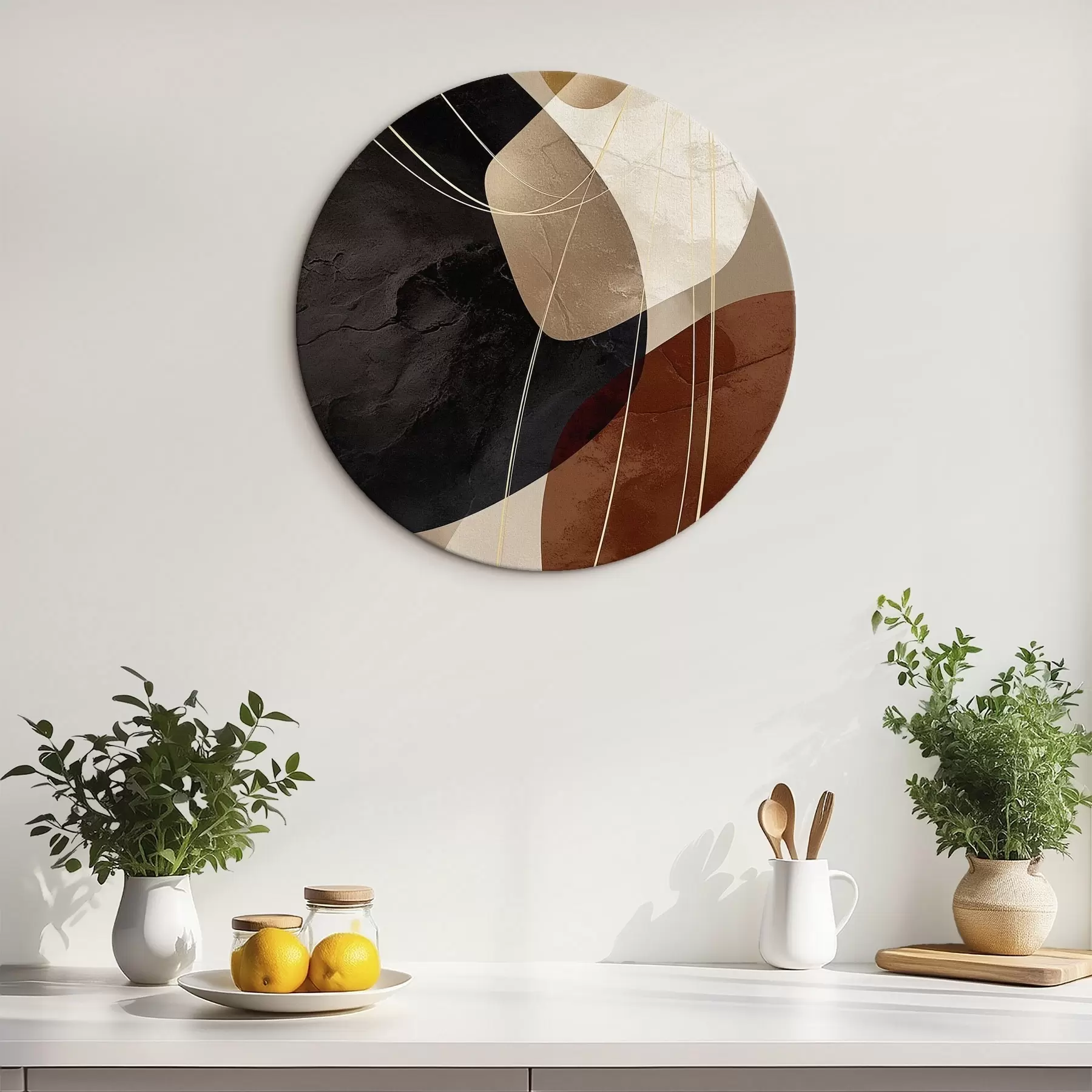 fotótapéta Meleg színvilágú geometrikus formák, finom vonalak r45879