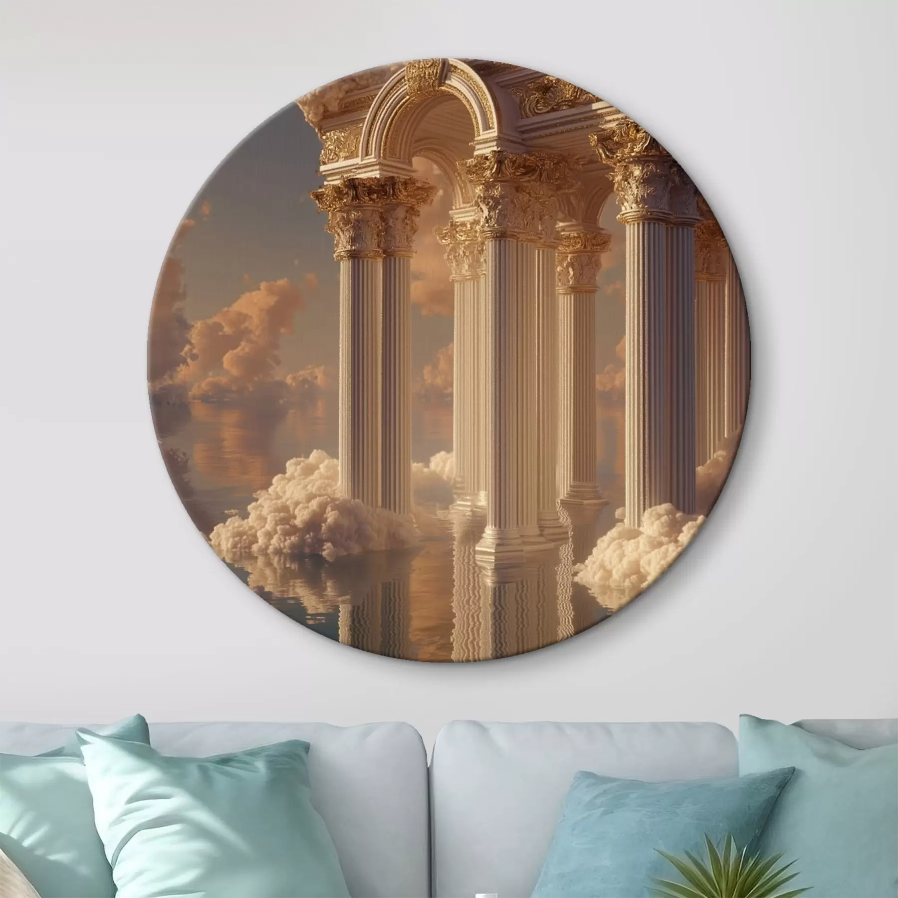 fotótapéta Oszlopok a felhőkben, tükröződések a vízen r45881