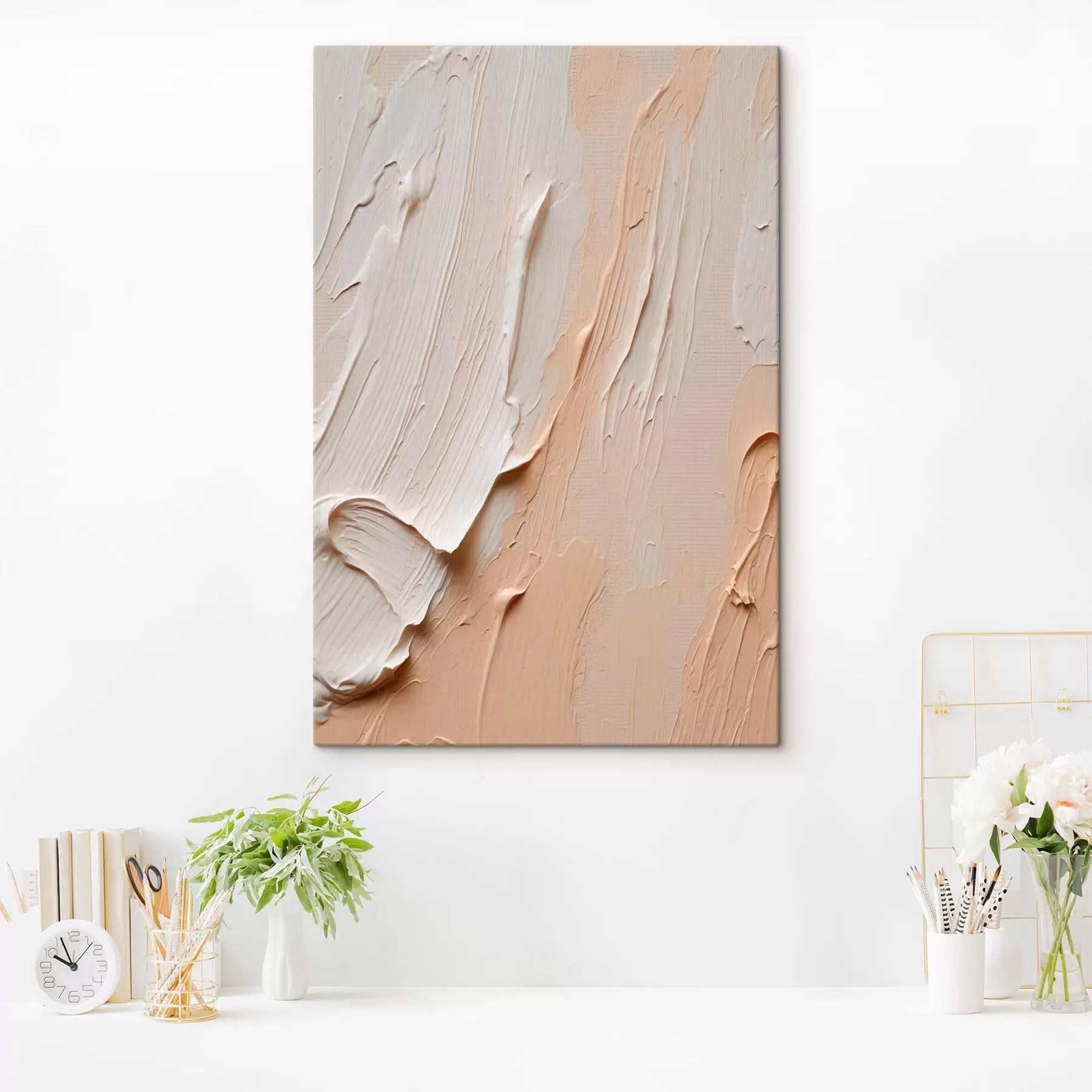 fotótapéta Texturált pasztell ecsetvonások bézs-krém árnyalatokban s45871