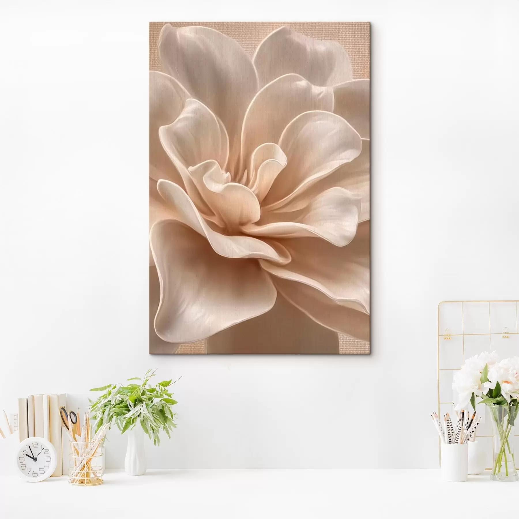 fotótapéta Nagy krémes virág, puha szirmok makró s45874