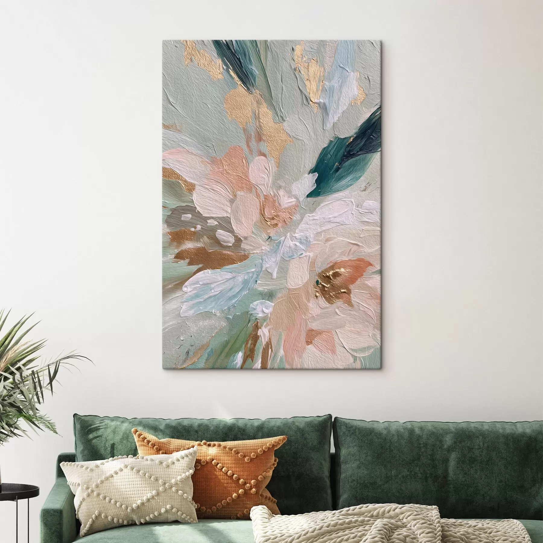 fotótapéta Pasztell virágos ecsetvonások sárga foltokkal s45899