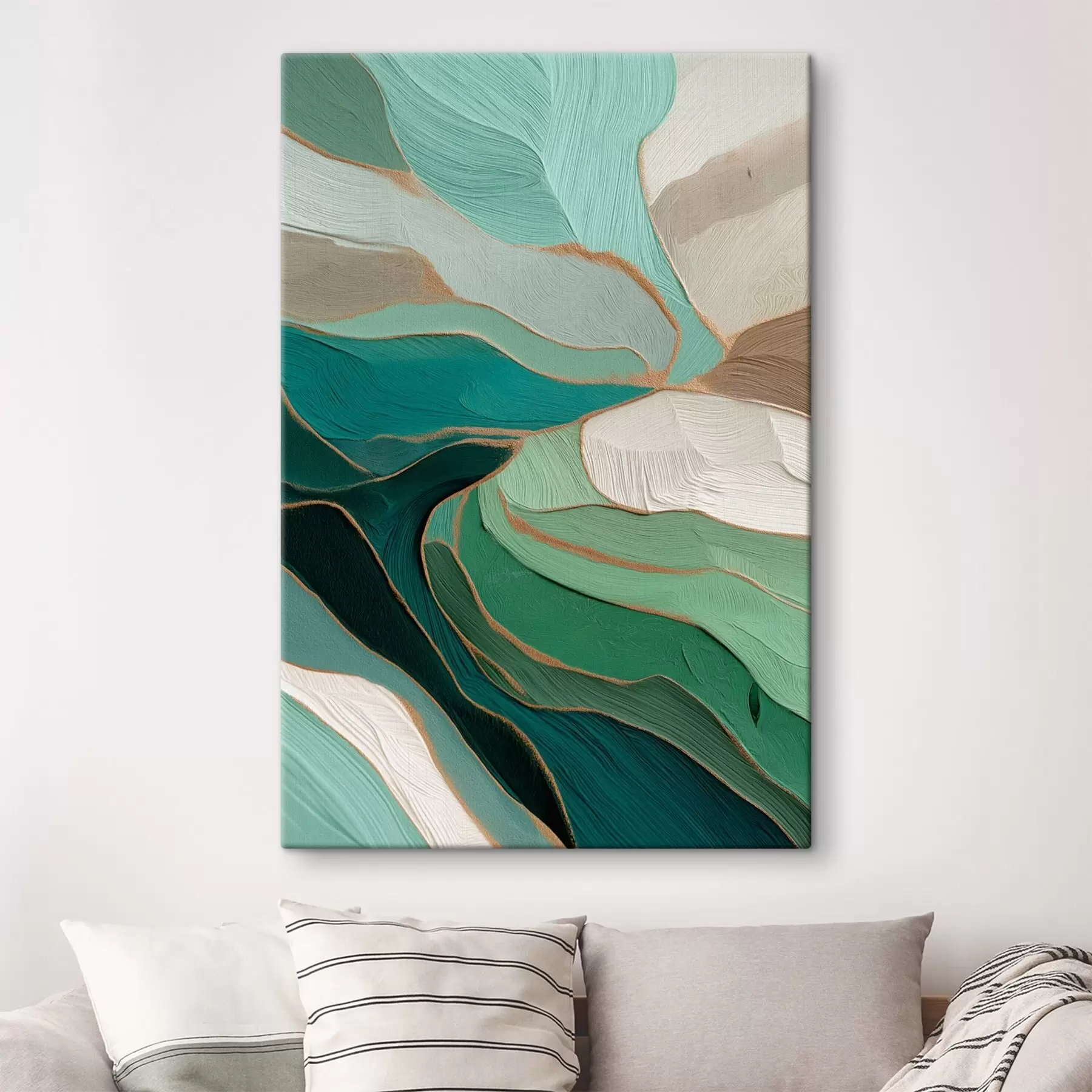 fotótapéta Zöldes-zöld absztrakció sárga kontúrral s45901