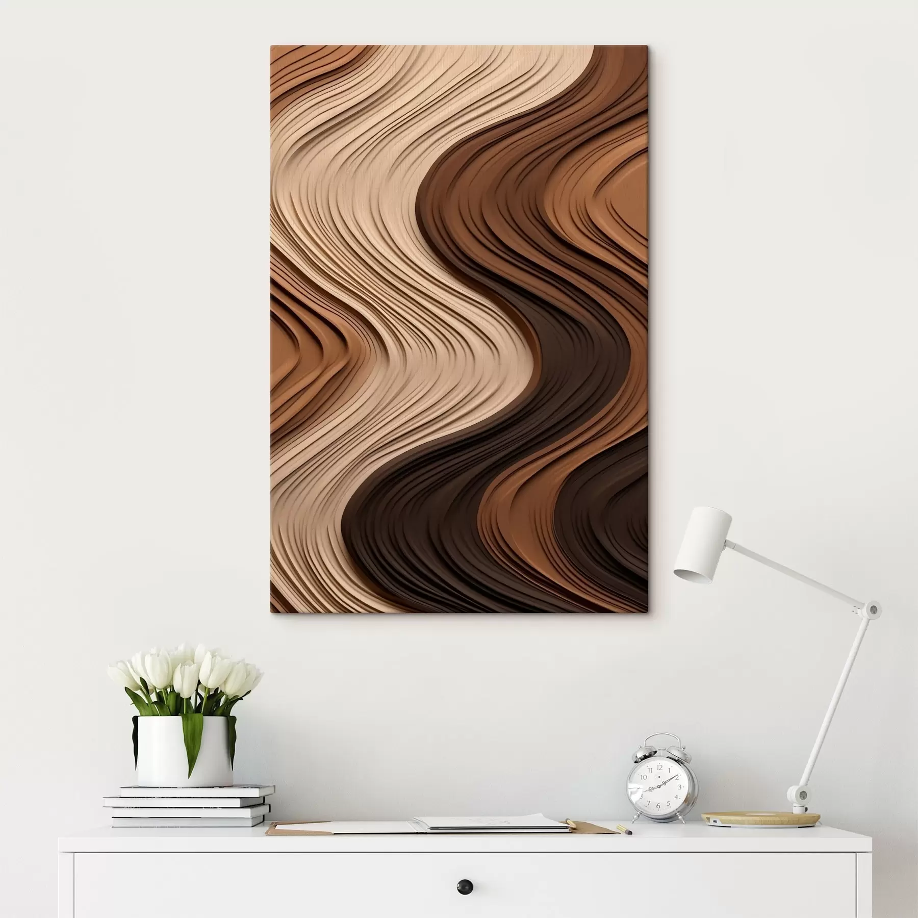 fotótapéta Függőleges hullámok meleg bézs-barna rétegekben s45905