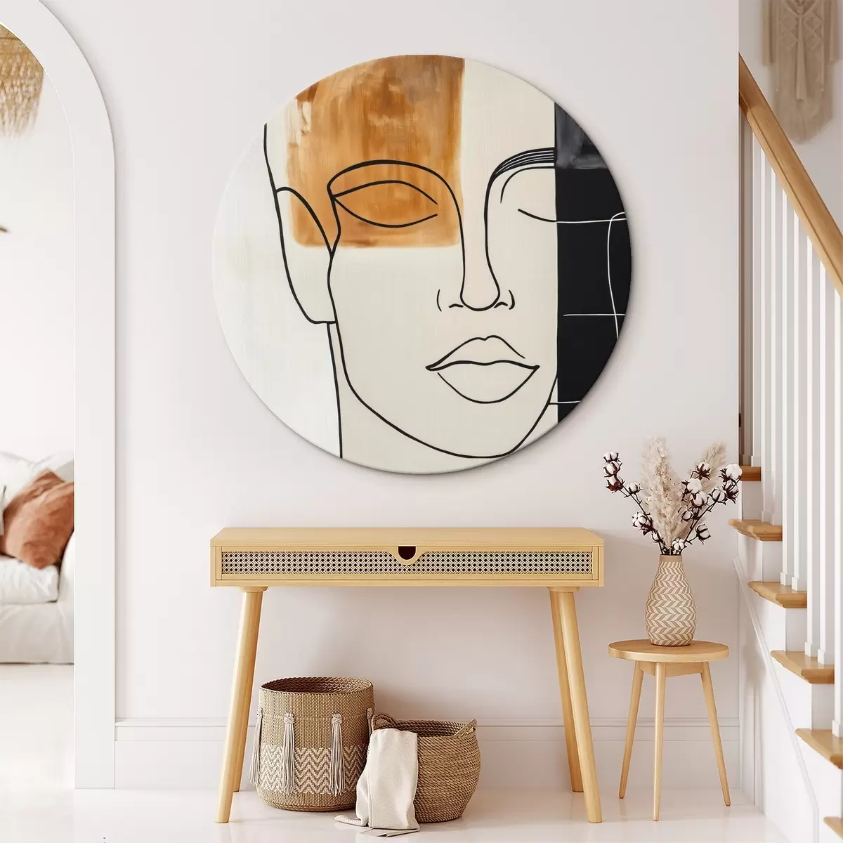 Kerek festmények Minimalista absztrakt portré r45986