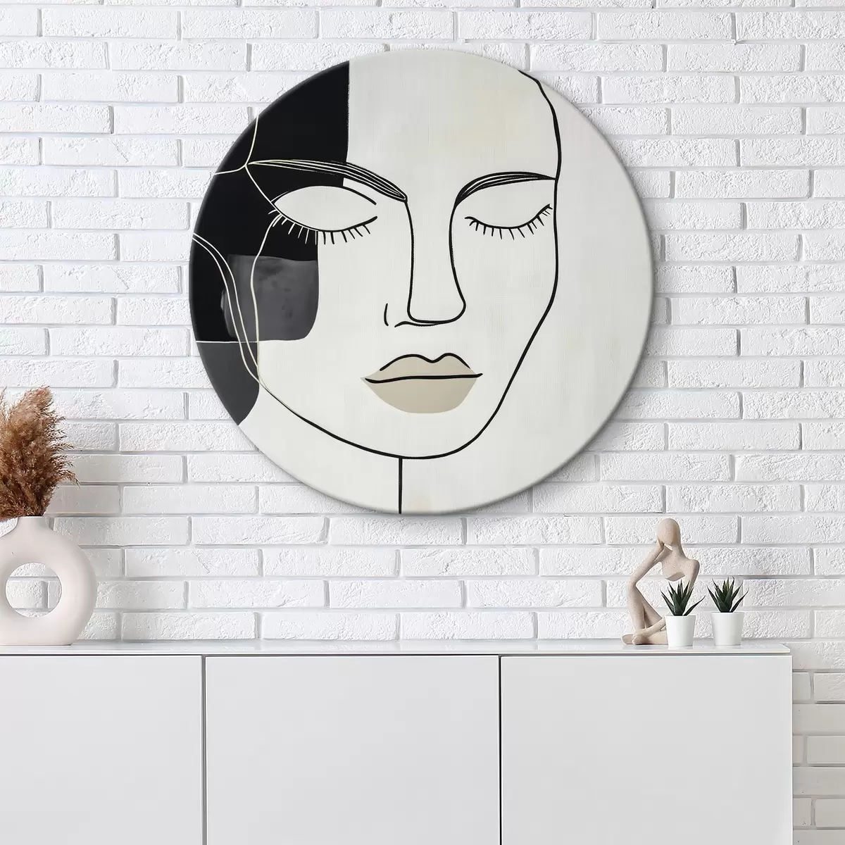 Kerek festmények Minimalista absztrakt portré r45987