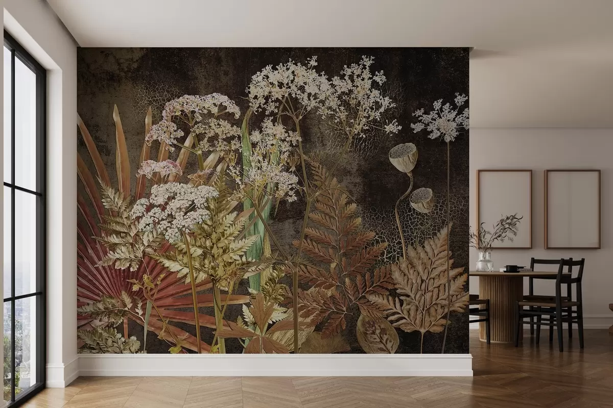 fotószőnyeg Herbárium sötét háttérrel w09323