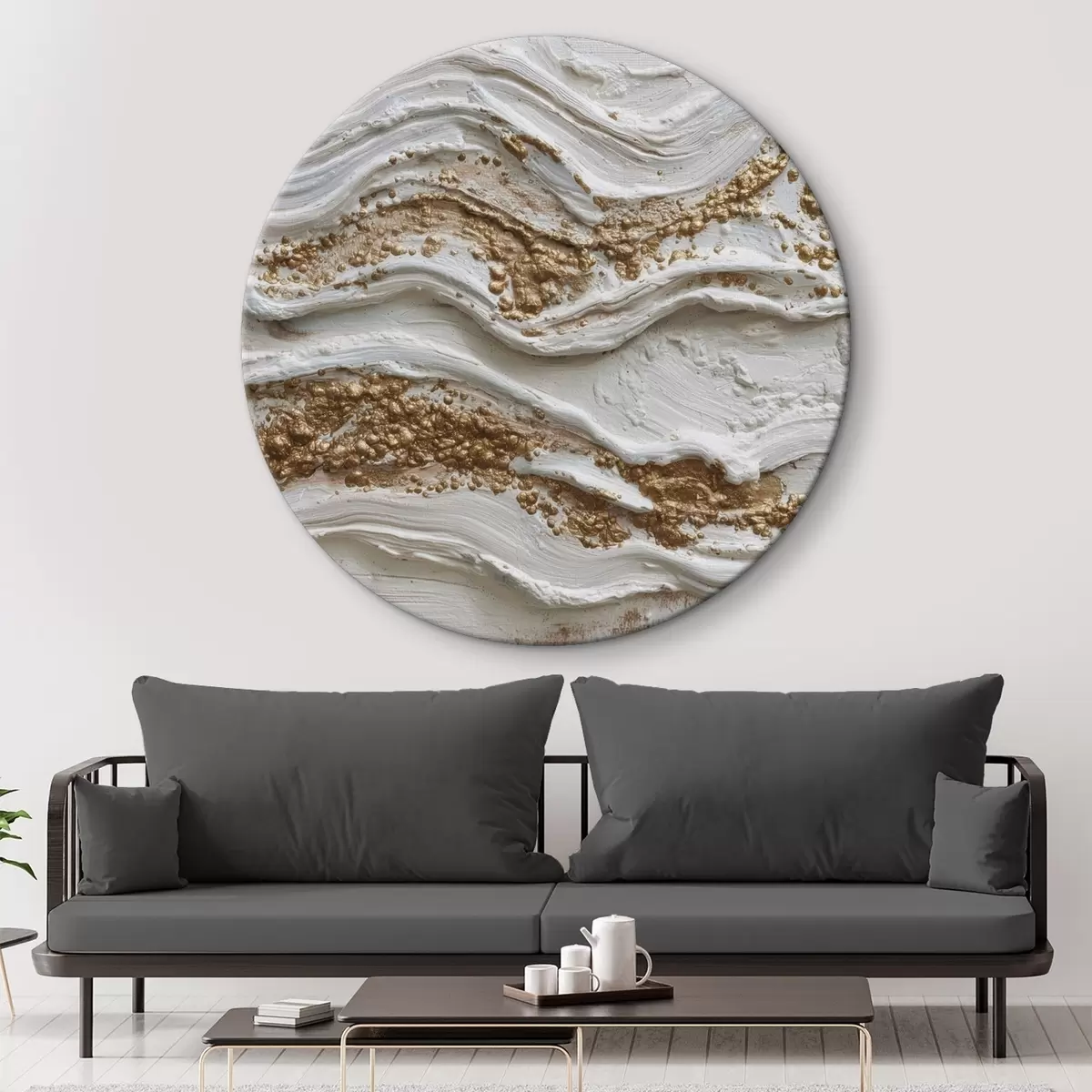 Kerek festmények Relief hullámok texturált absztrakciós stílusban r45854