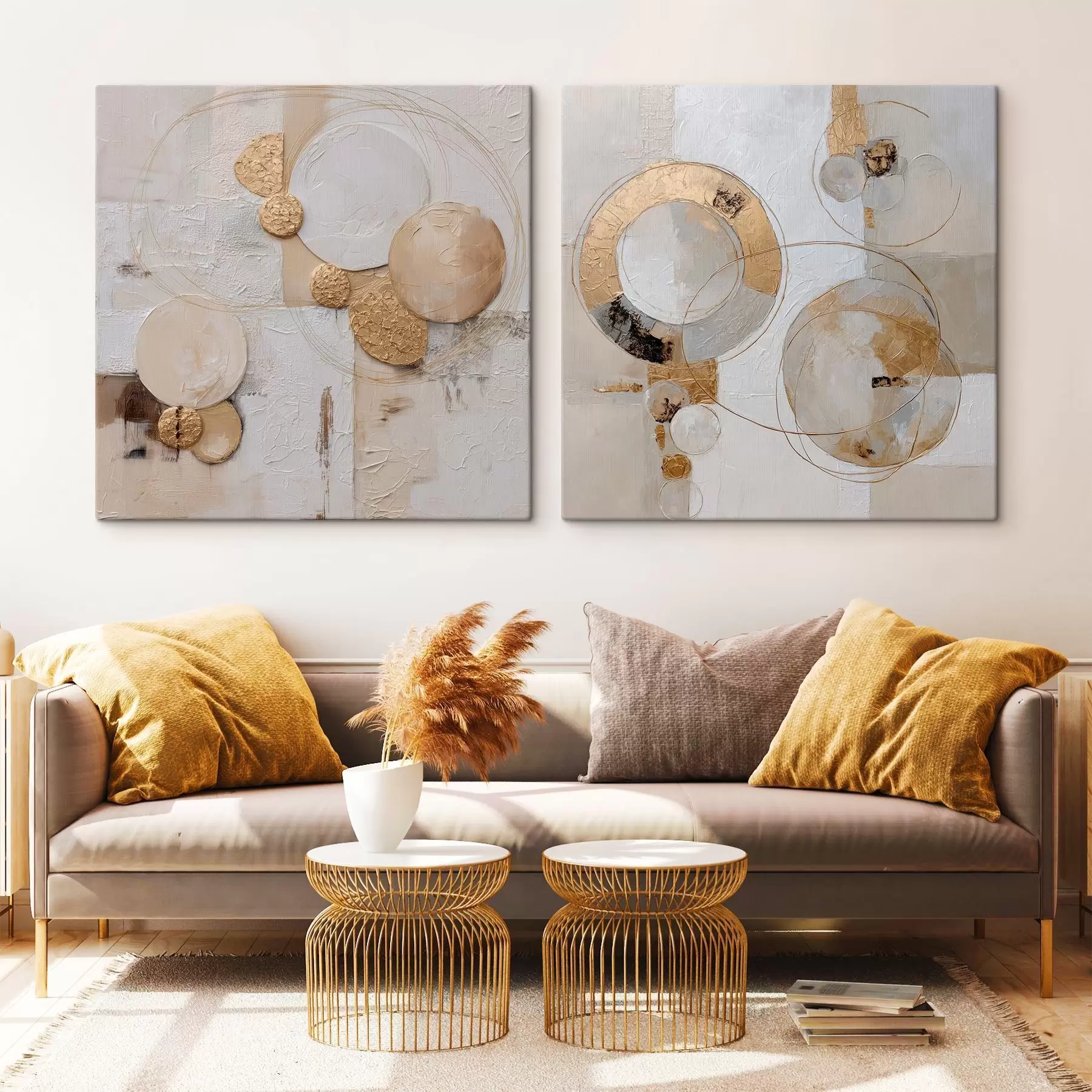 fotótapéta Texturált festmény bézs és fehér formákkal m00741