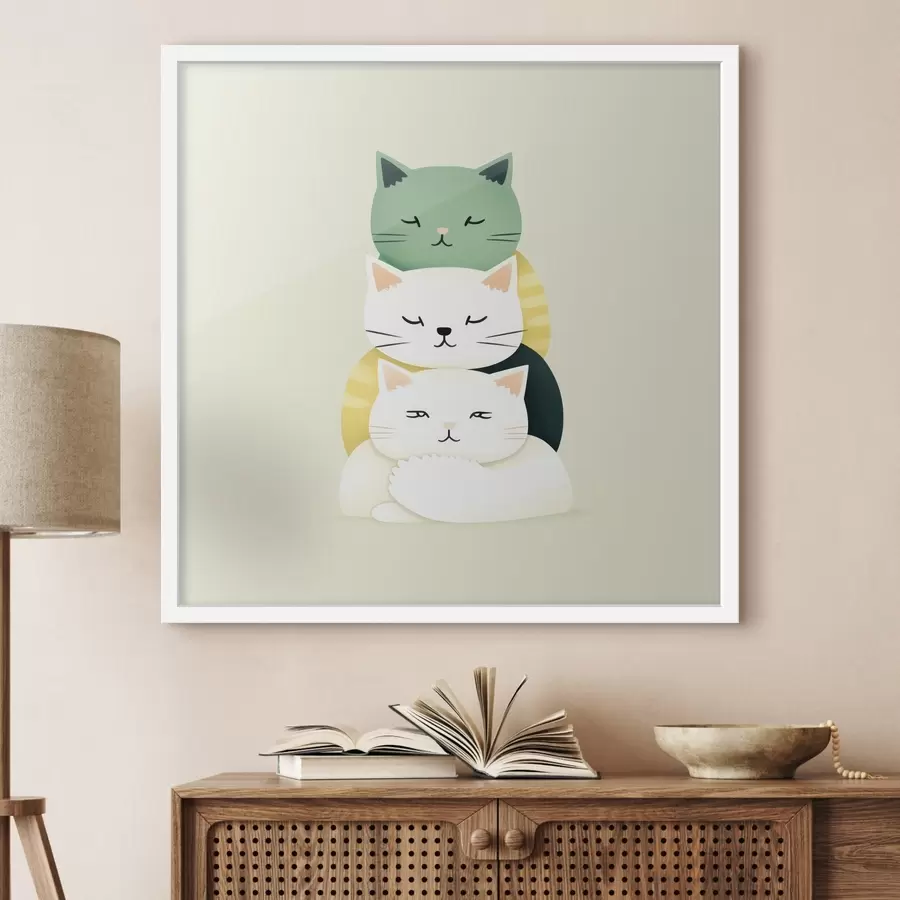 fotószőnyeg Három macska animációs stílusú kompozíciója f45734