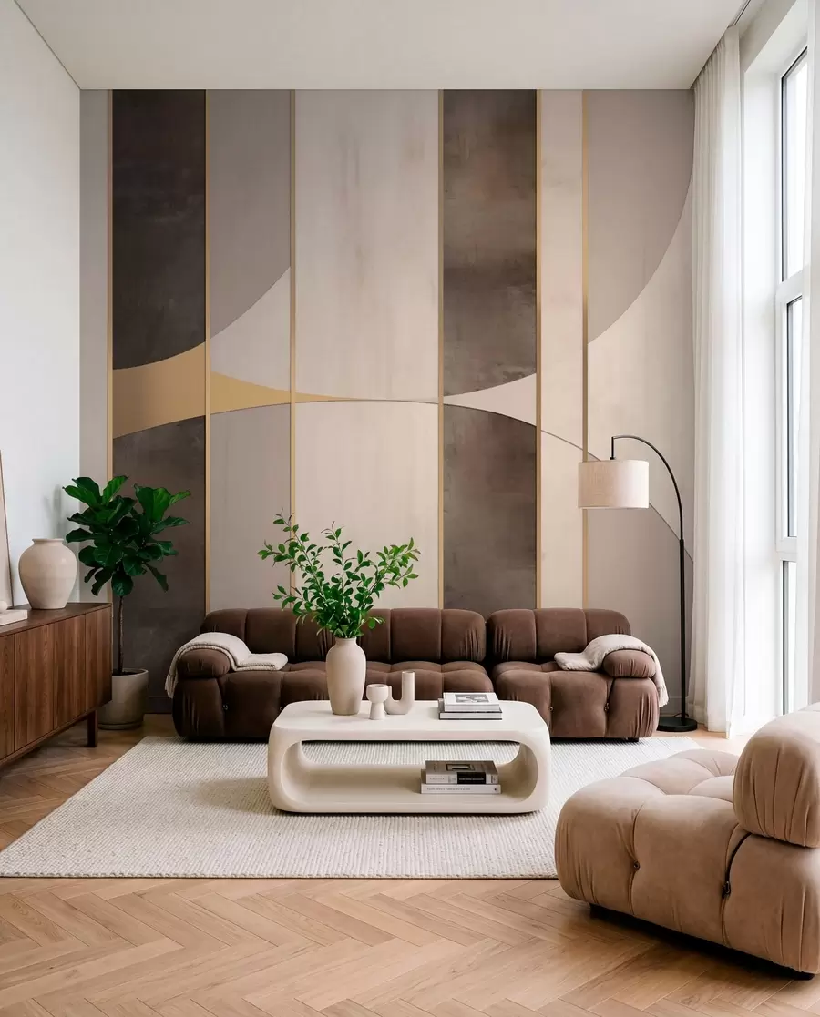 fotószőnyeg Geometrikus panelek íves és pezsgő színű díszítéssel w04616