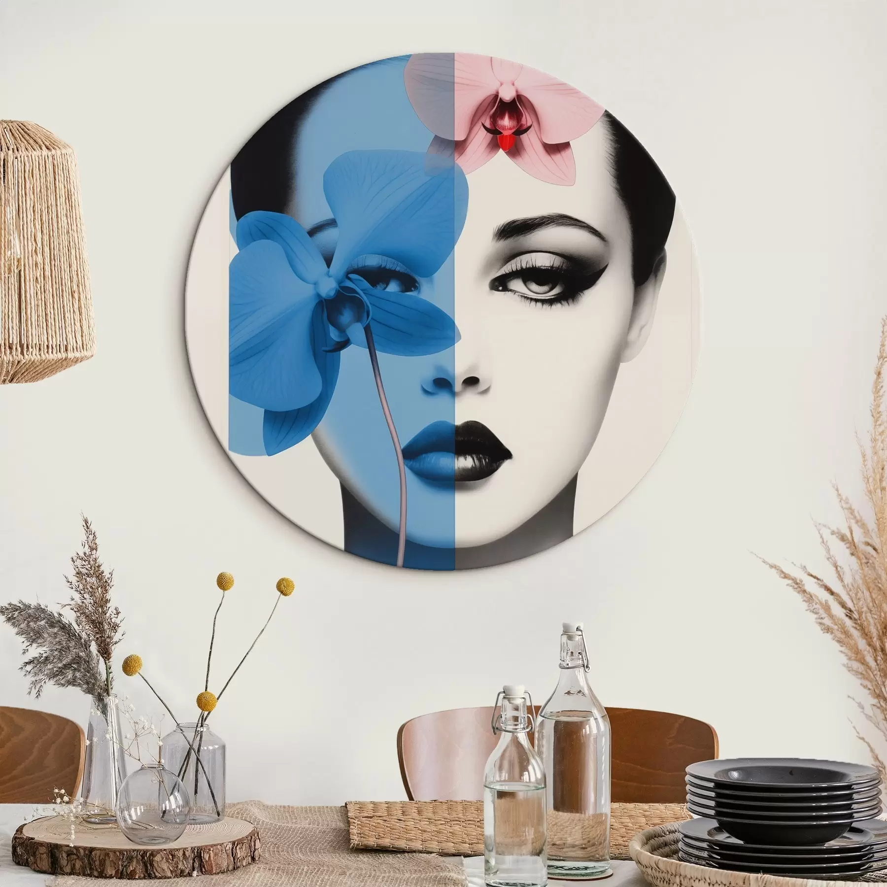 fotótapéta Absztrakt művészeti portré egy nőről orchideákkal r45924