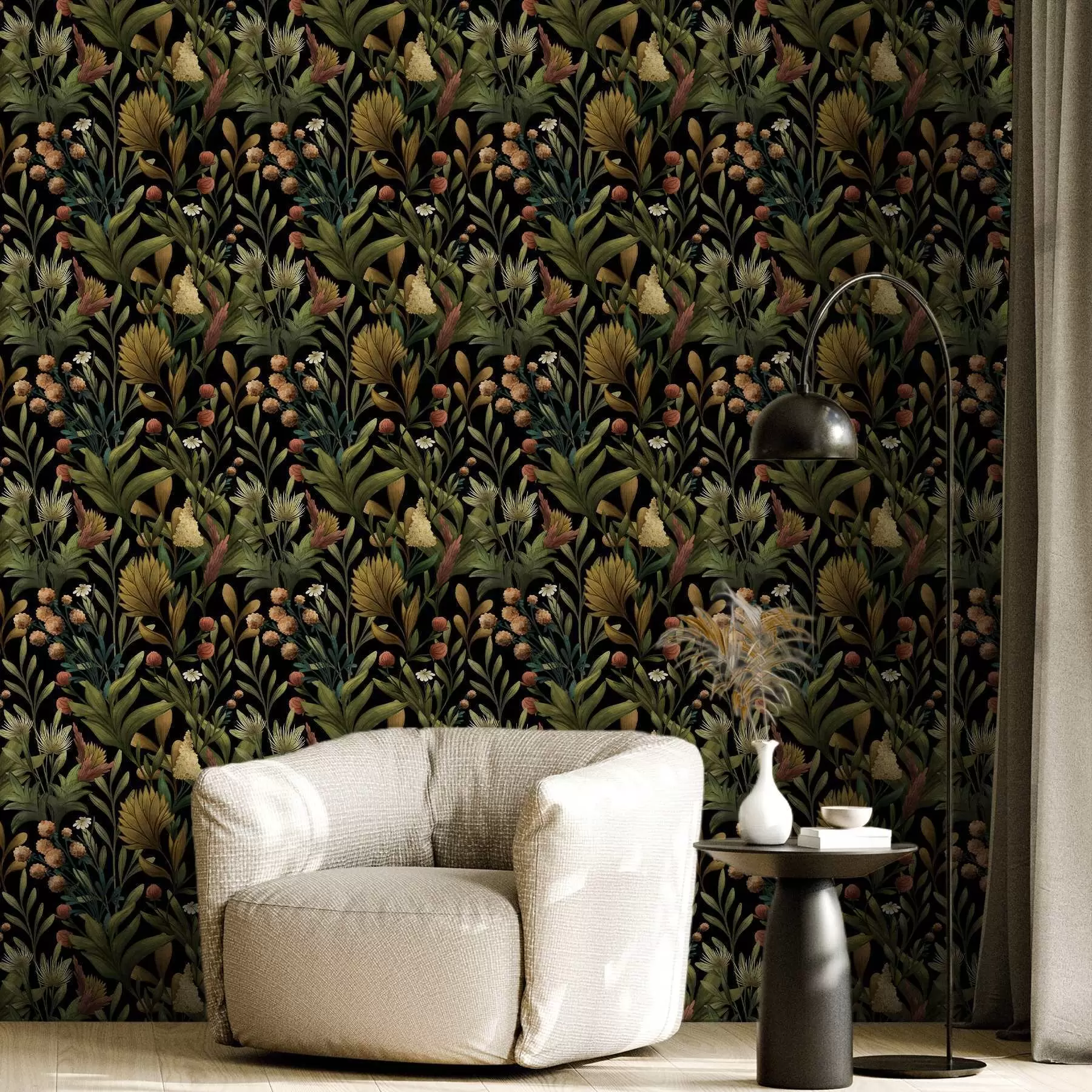 fotószőnyeg Botanikus kert fekete háttér előtt, meleg őszi színvilág a00619