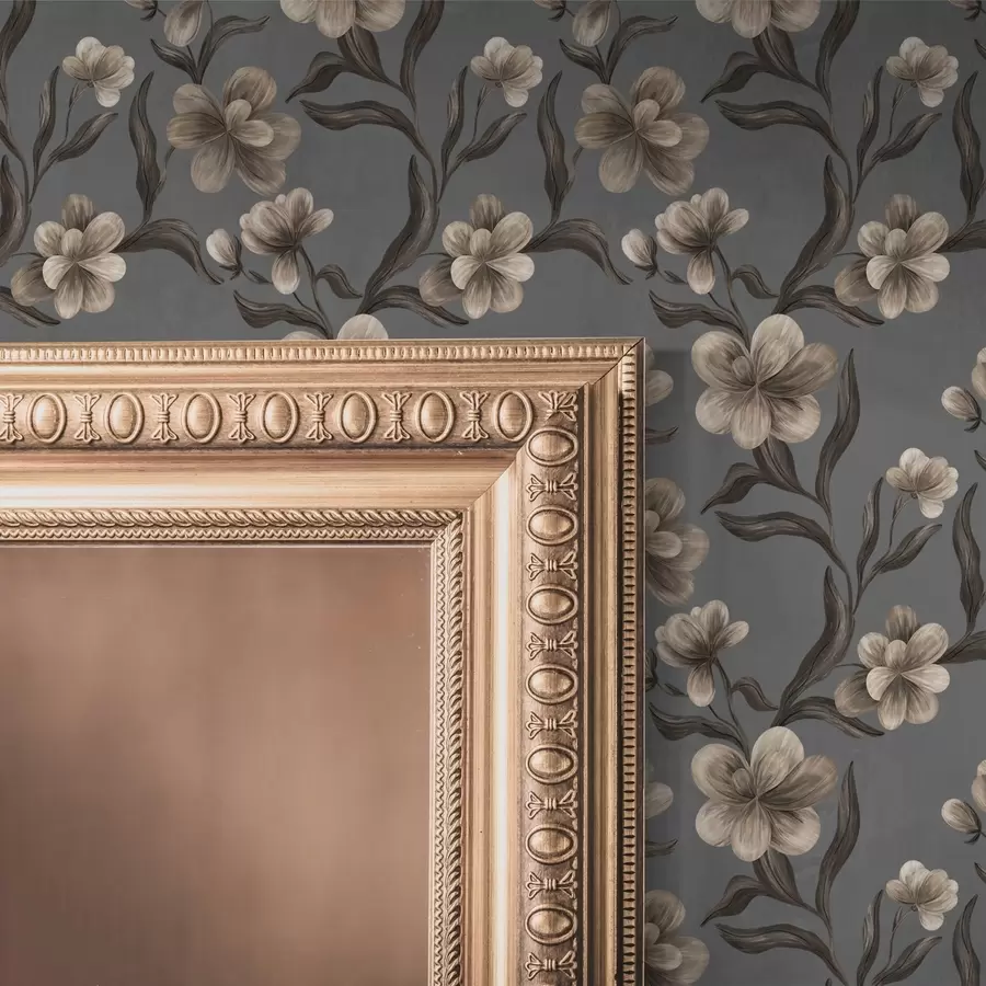 fotószőnyeg Bézs virágok grafit-szürke háttérrel a00626v4