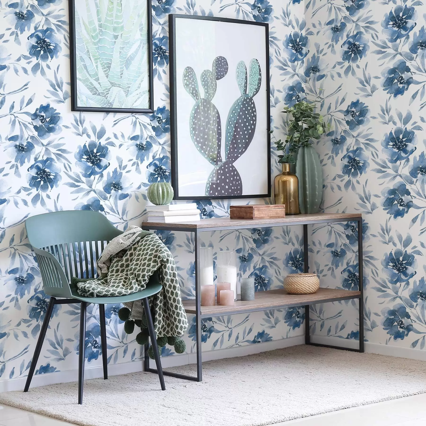 fotószőnyeg Akvarell indigó pünkösdi rózsák fehér háttérrel a00641