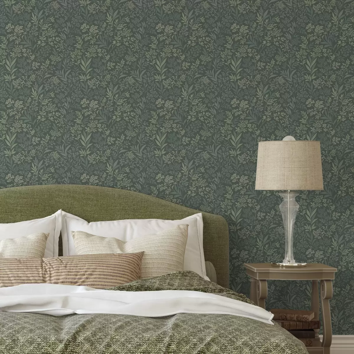 Háttérkép Smaragdszínű fű és bogyók, finom botanikai mintázat a00740