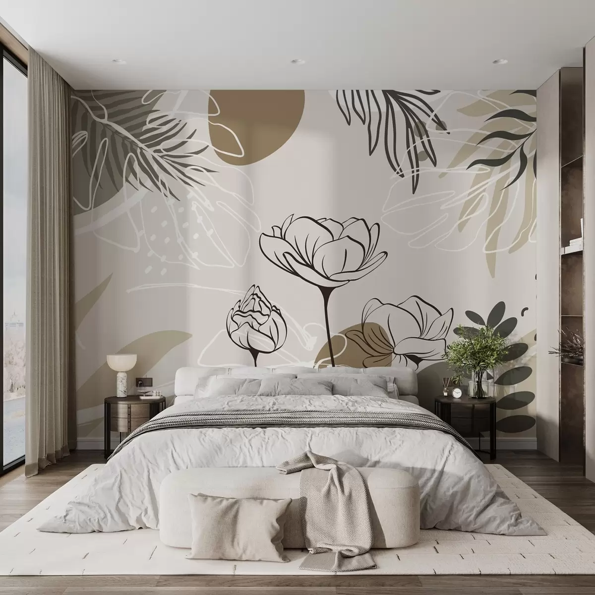 fotószőnyeg Absztrakt virágok és levelek w04662