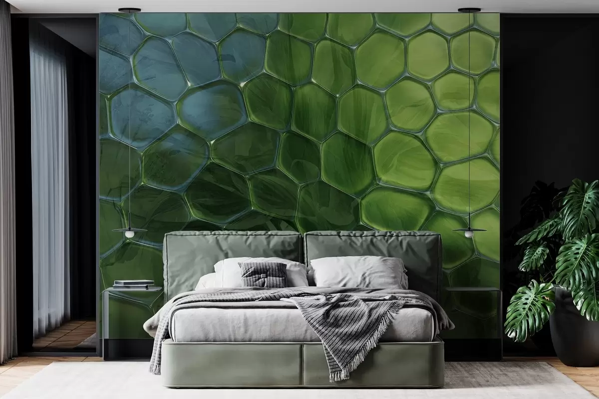 fotószőnyeg Levelek üveg méhsejtek között w04667