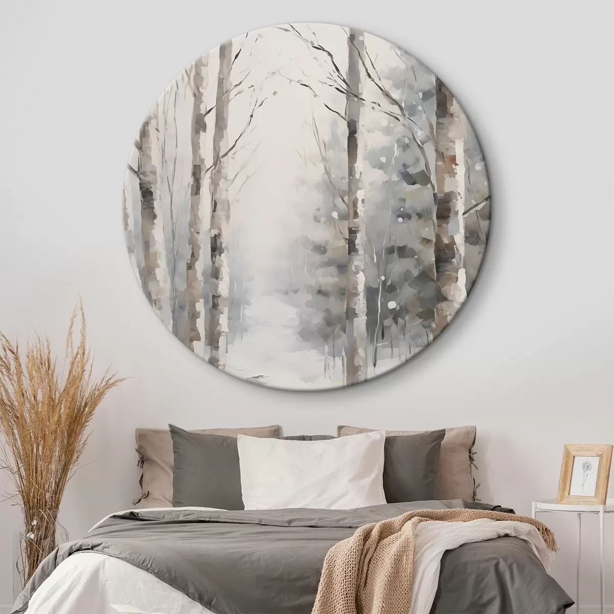 Kerek festmények Nyírfák egy téli erdőben r46129