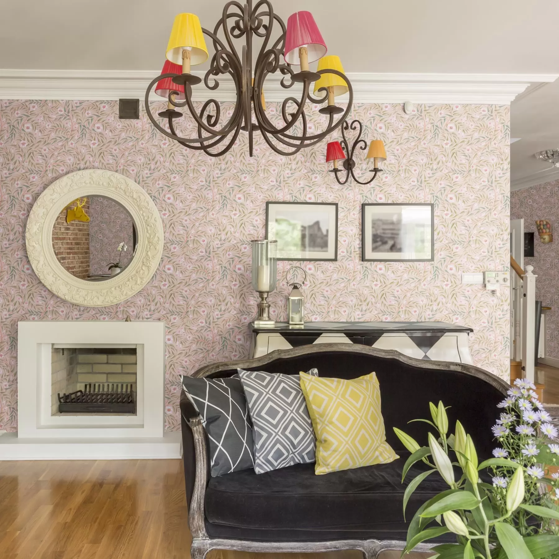 fotószőnyeg Finom rózsaszín virágok és puha levelek pasztell háttér előtt a00788