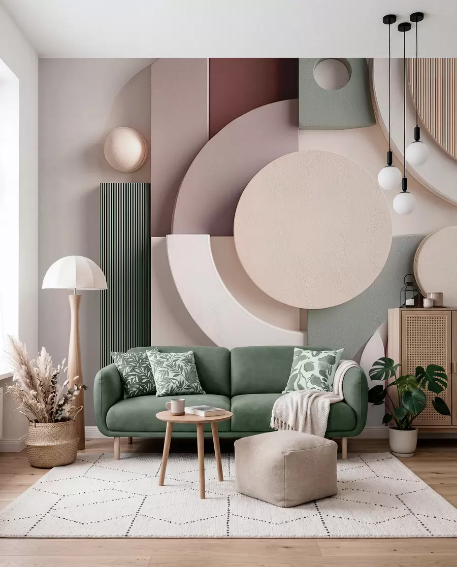 fotószőnyeg Modern térbeli absztrakció lágy árnyalatokban w09441