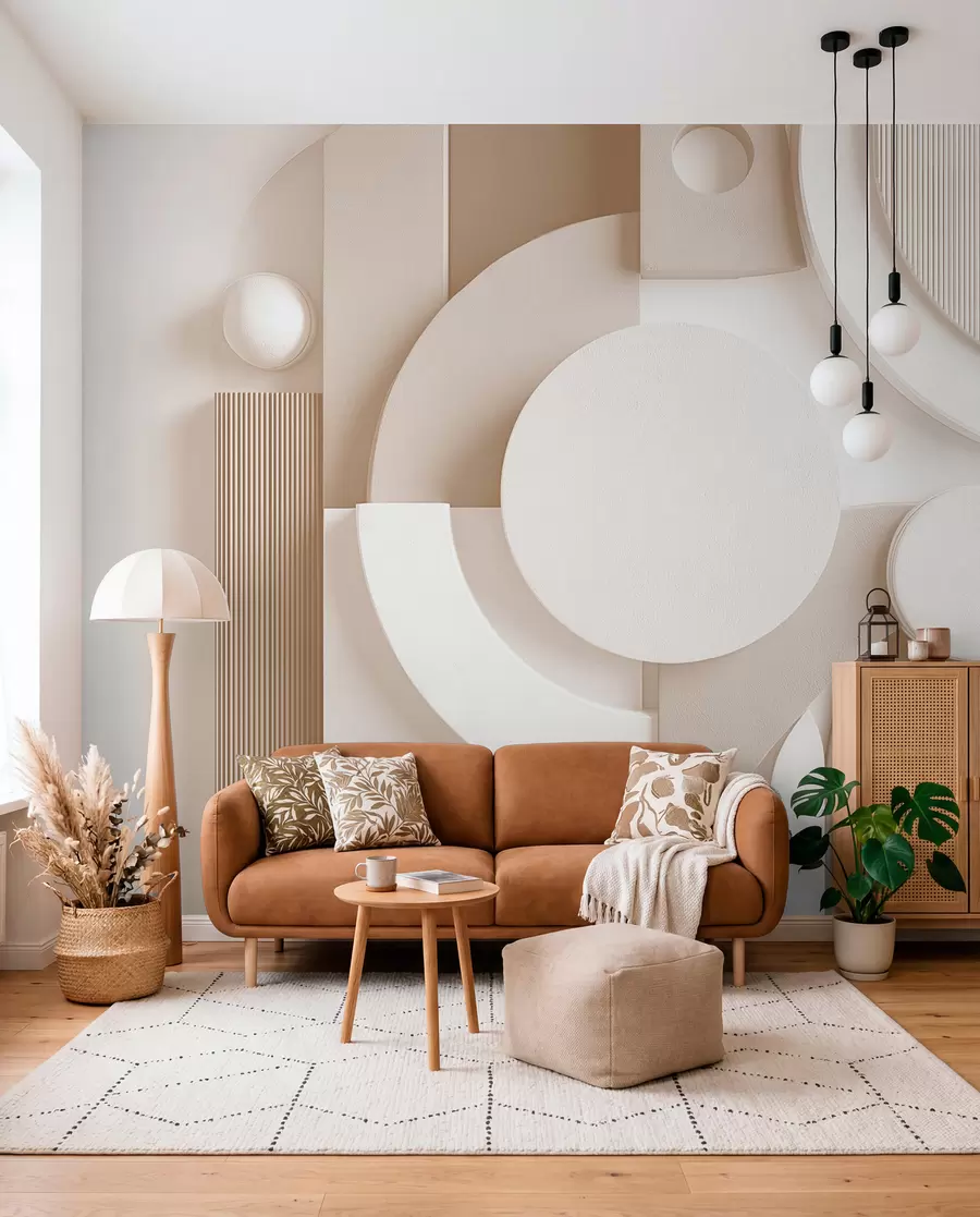 fotószőnyeg Modern térfogati absztrakció bézs árnyalatokban w09441v1