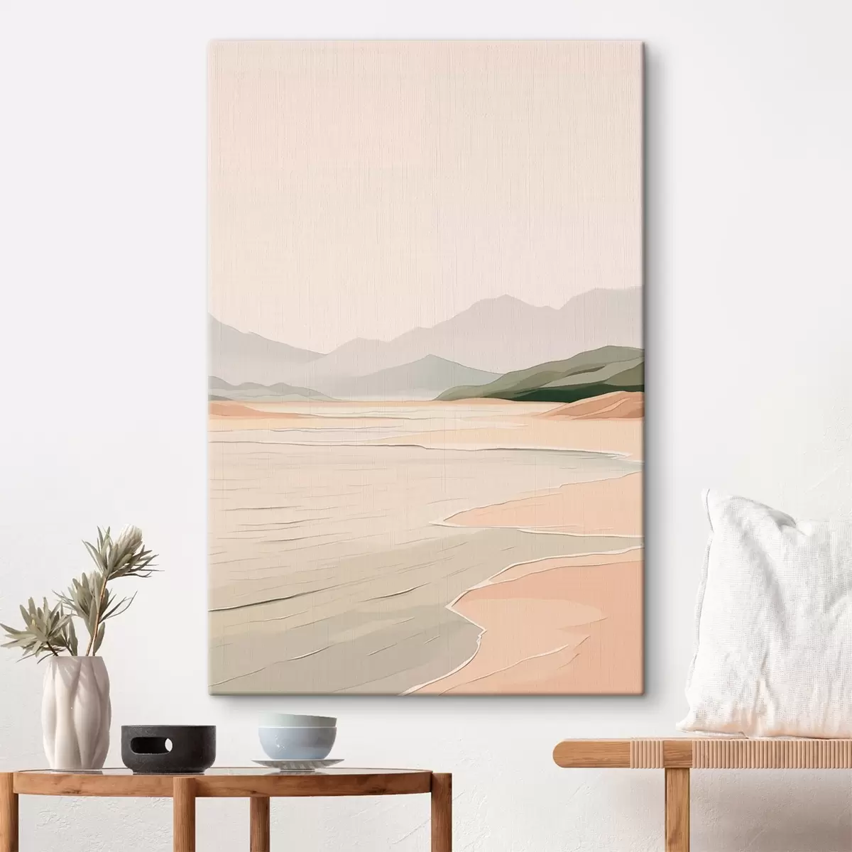 fotótapéta Minimalista táj hegyekkel és parttal s46248