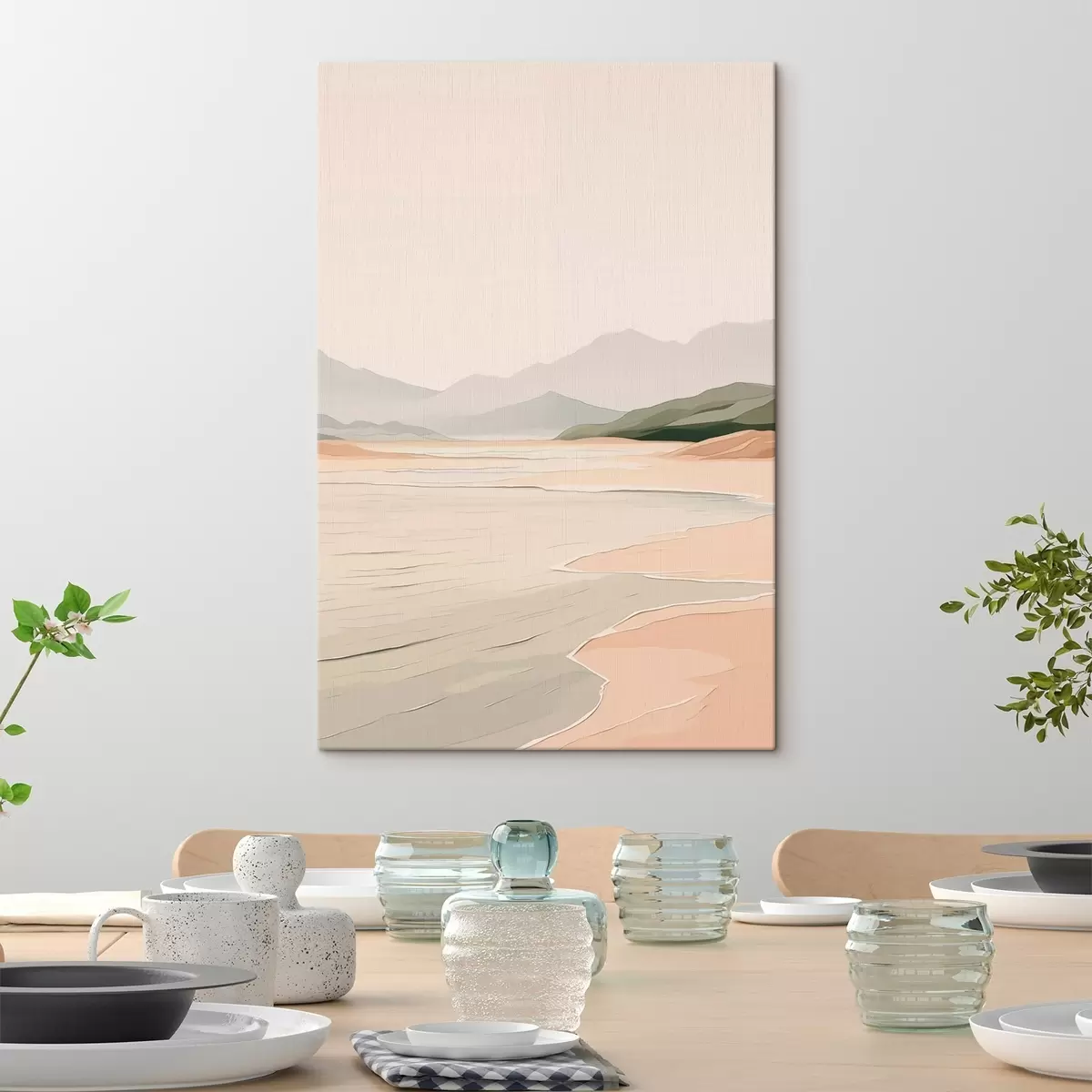 fotótapéta Minimalista táj hegyekkel és parttal s46248