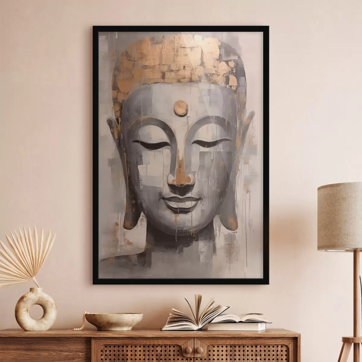 Plakát a sziklán Buddha f46219