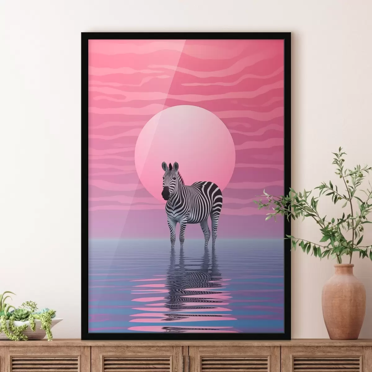 Plakát a sziklán Zebra naplementekor f46230