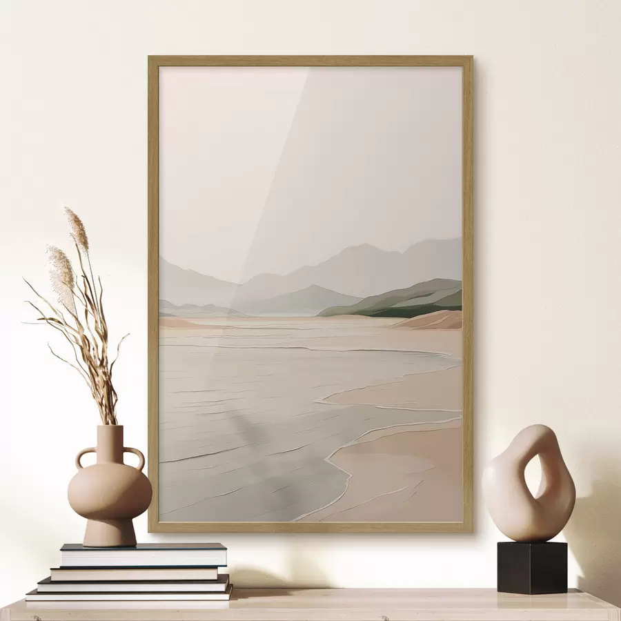 fotószőnyeg Minimalista táj hegyekkel és parttal f46248