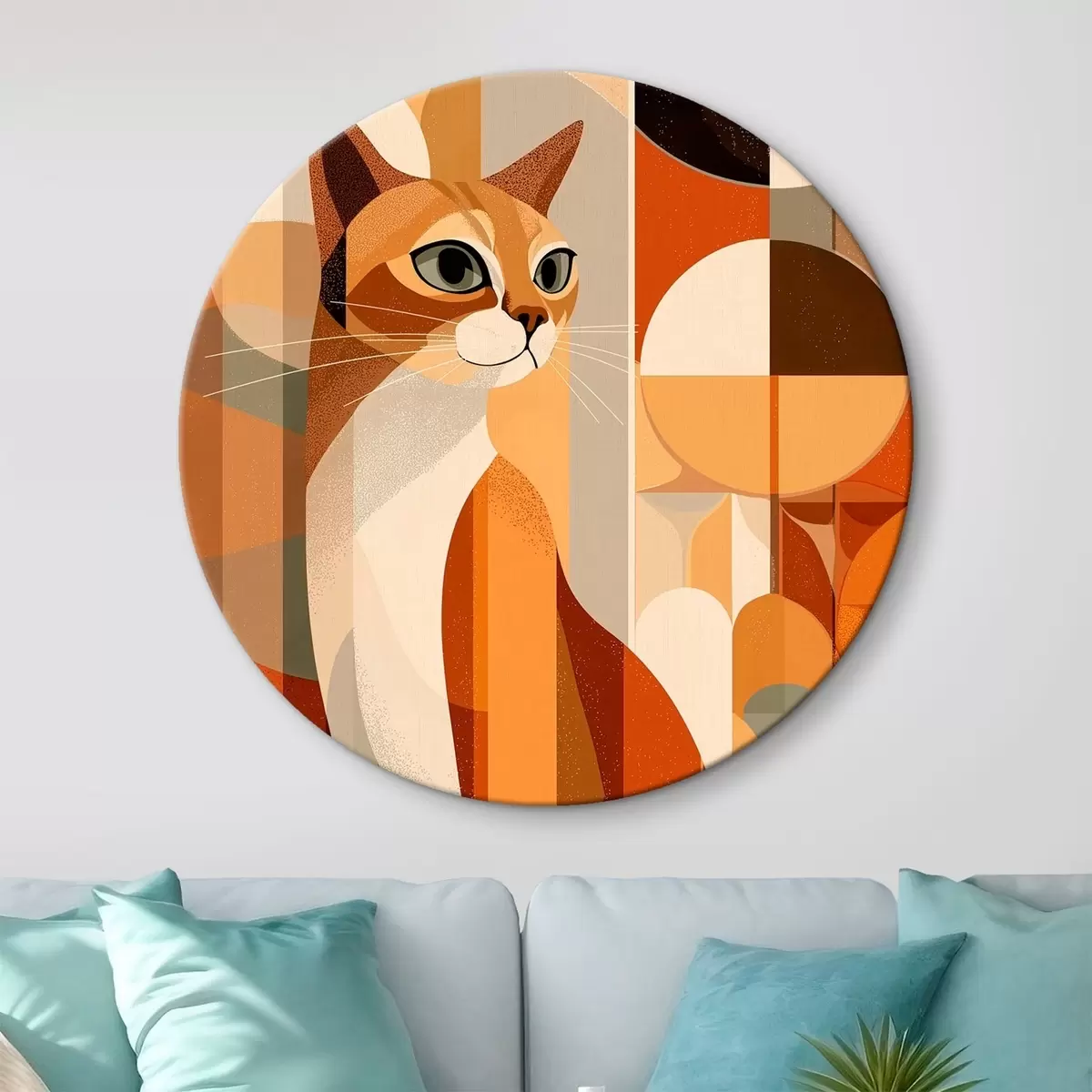 Kerek festmények Geometrikus macska r46208