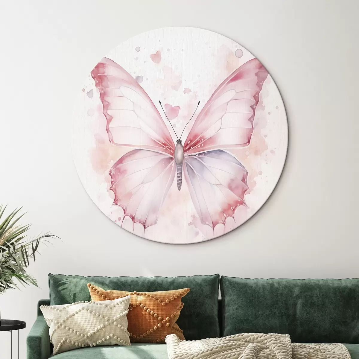 Kerek festmények Rózsaszín pillangó, akvarell technika r46073
