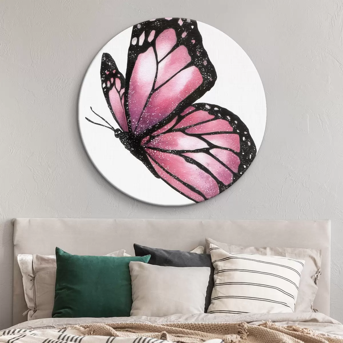 Kerek festmények Luxus pillangó, imitált akvarell r46074