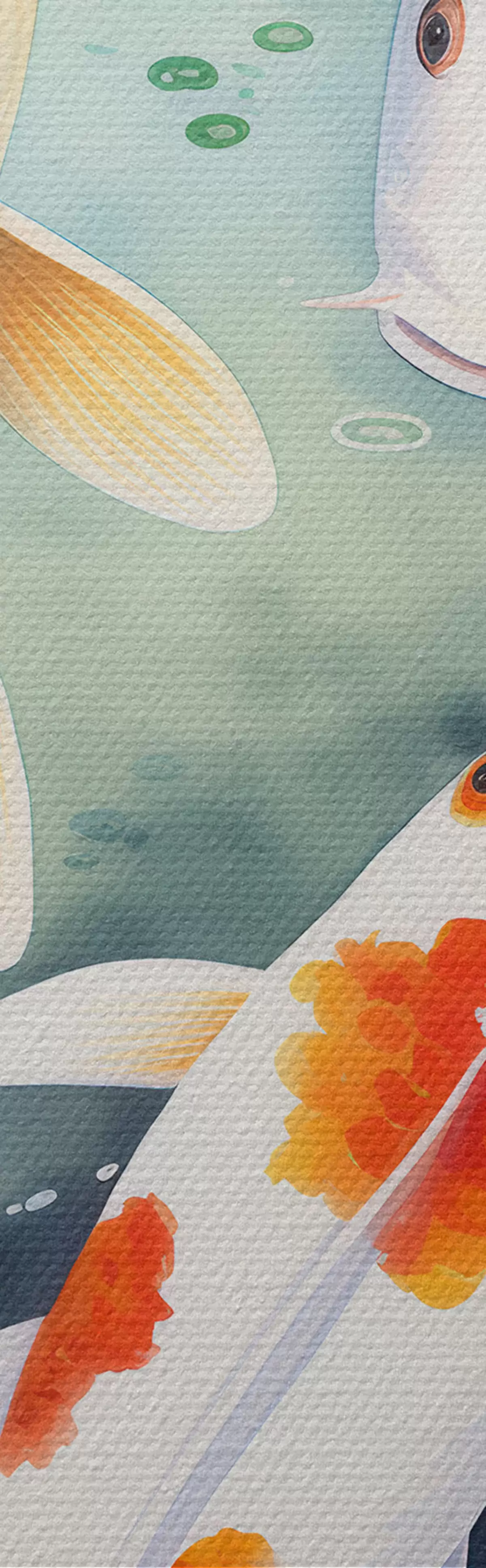 fotótapéta Gyönyörű lótuszvirágok és halak m00868