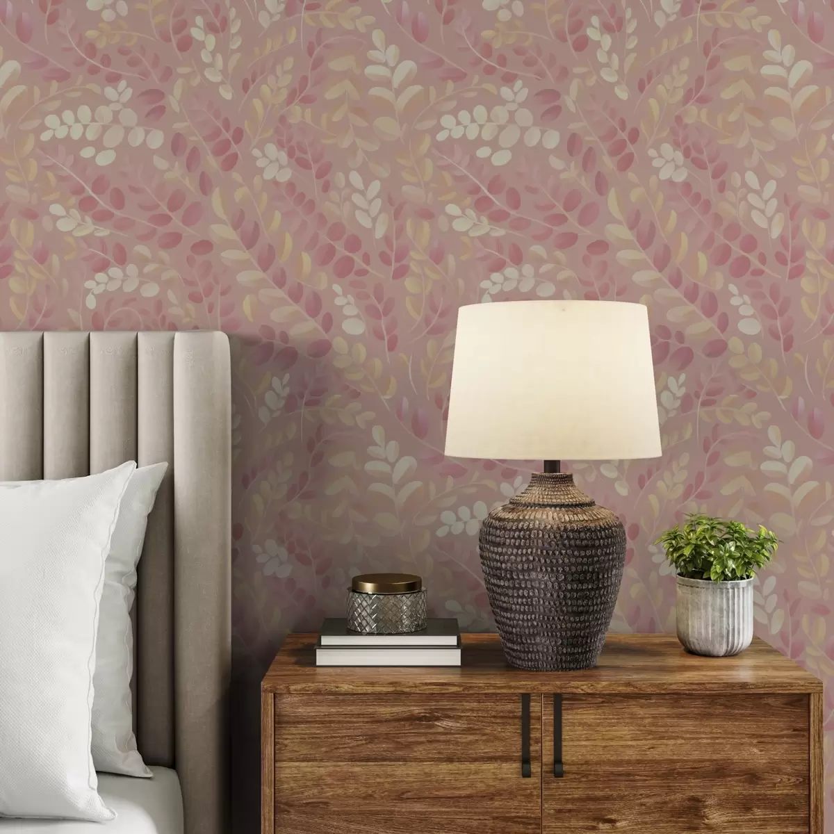 Háttérkép Finom rózsaszín-barack színű lombozat, lágy színű csillogással a00799