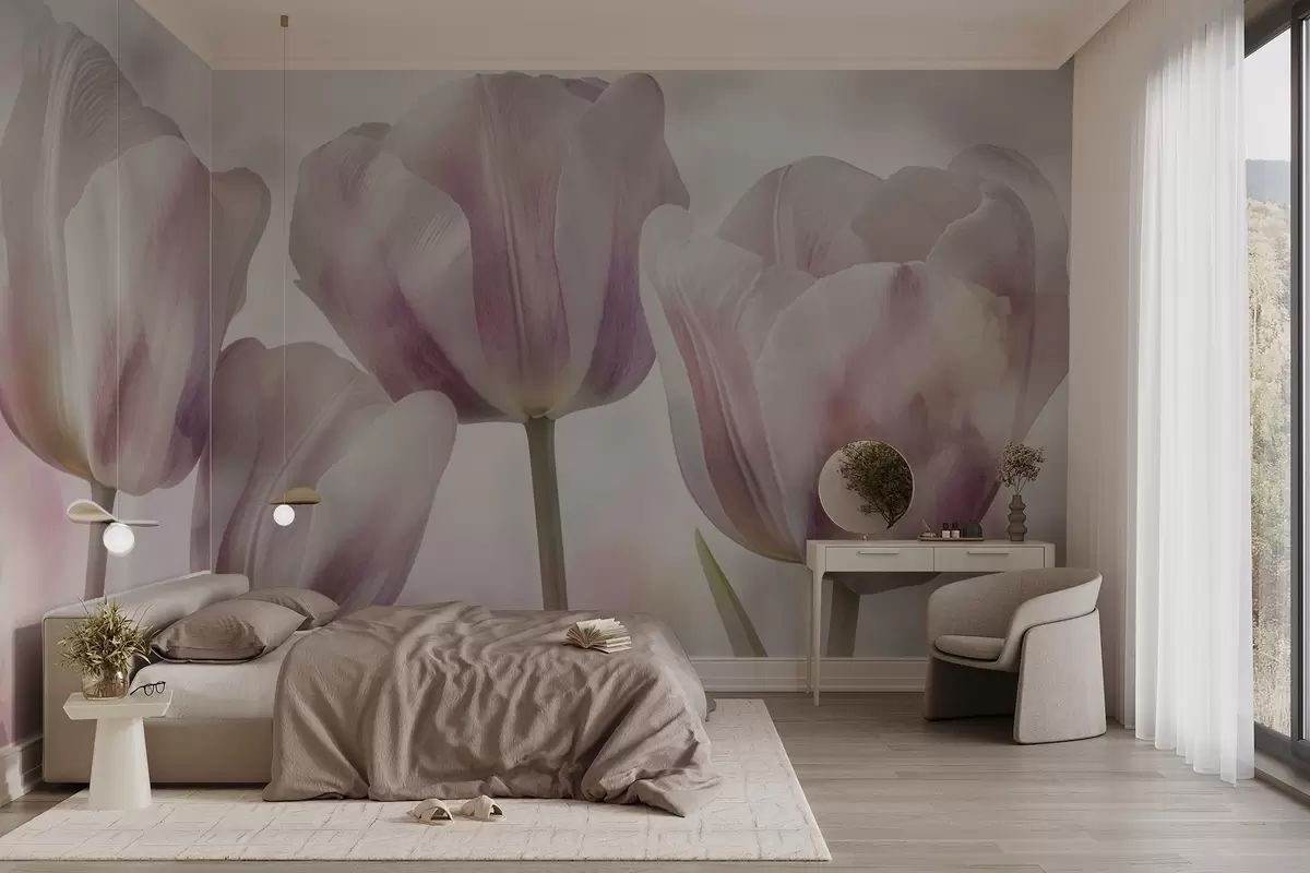 fotószőnyeg Puha színekben pompázó tulipánok w04700