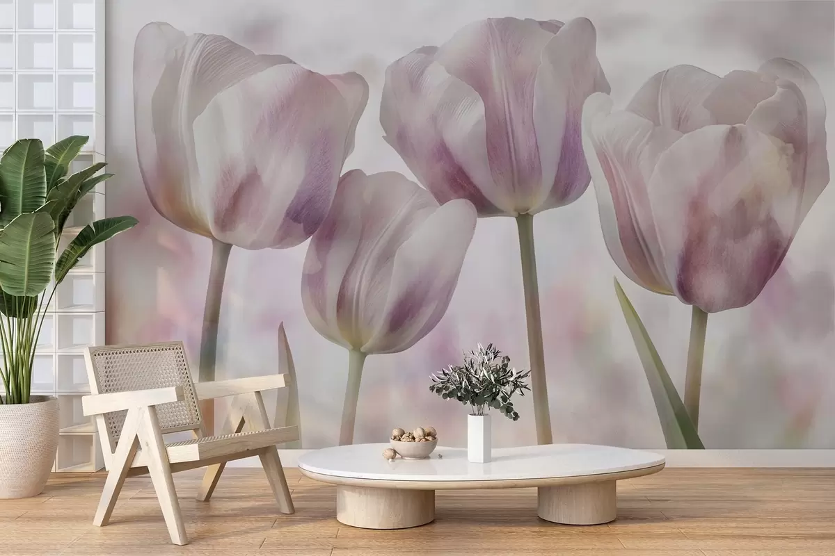 fotószőnyeg Puha színekben pompázó tulipánok w04700