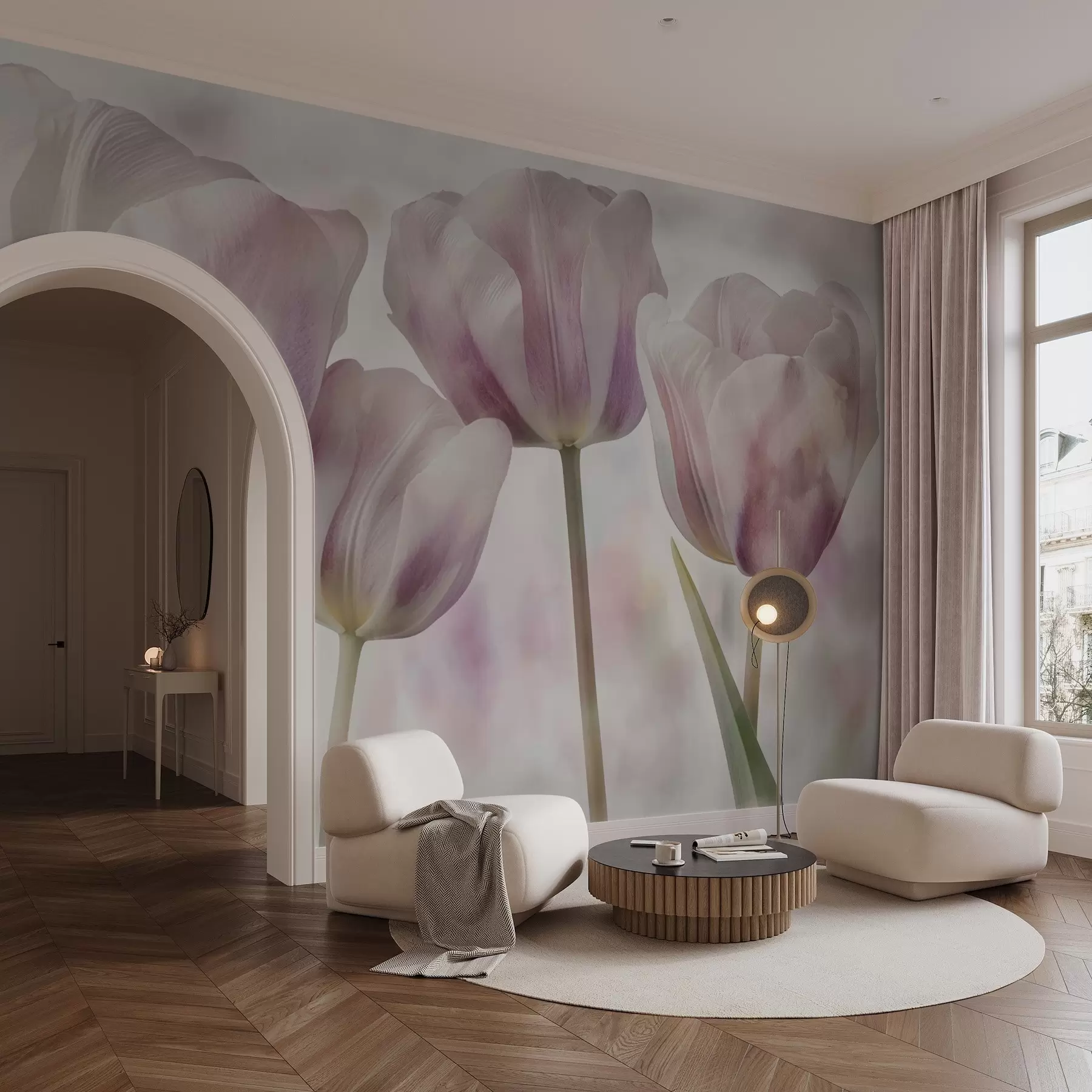 fotószőnyeg Puha színekben pompázó tulipánok w04700
