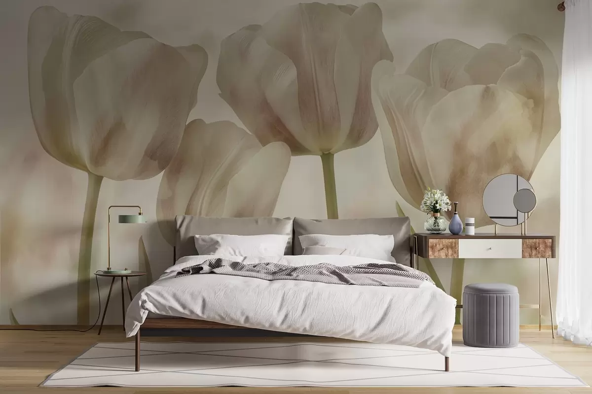 fotószőnyeg Puha színekben pompázó tulipánok w04700v1