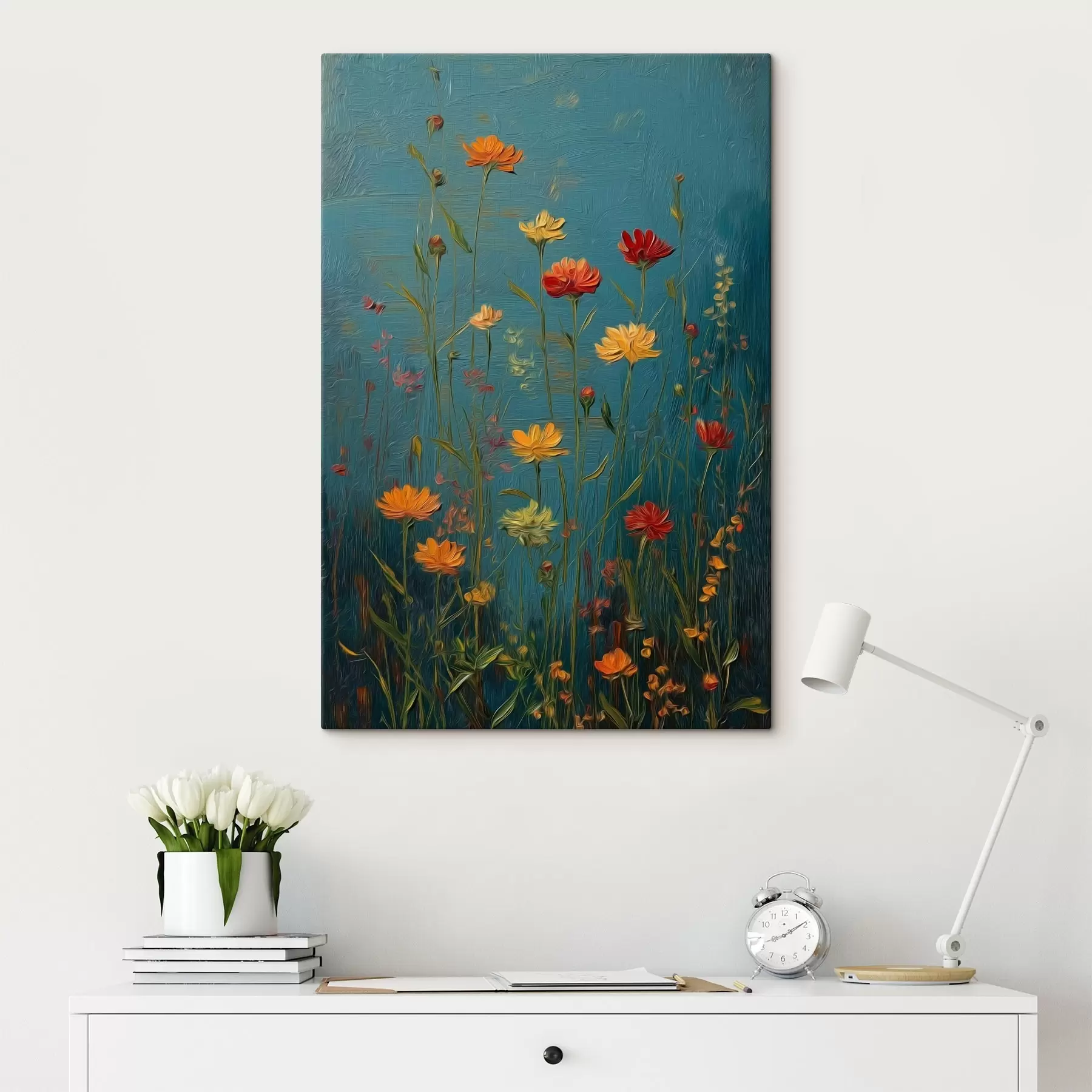 fotótapéta Vadvirágok mély türkizkék háttér előtt s46169