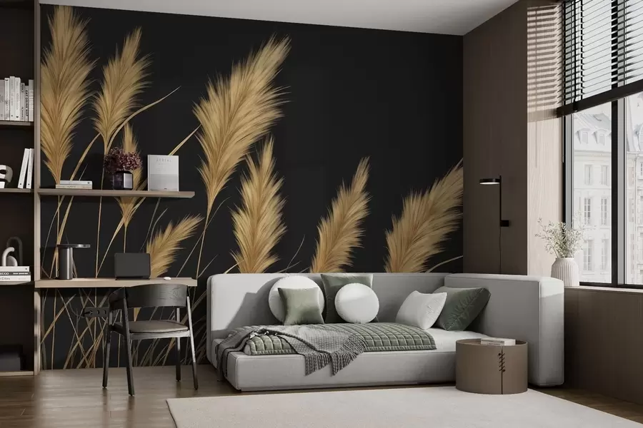 fotószőnyeg Puha búzakalászok sötét háttér előtt w04734