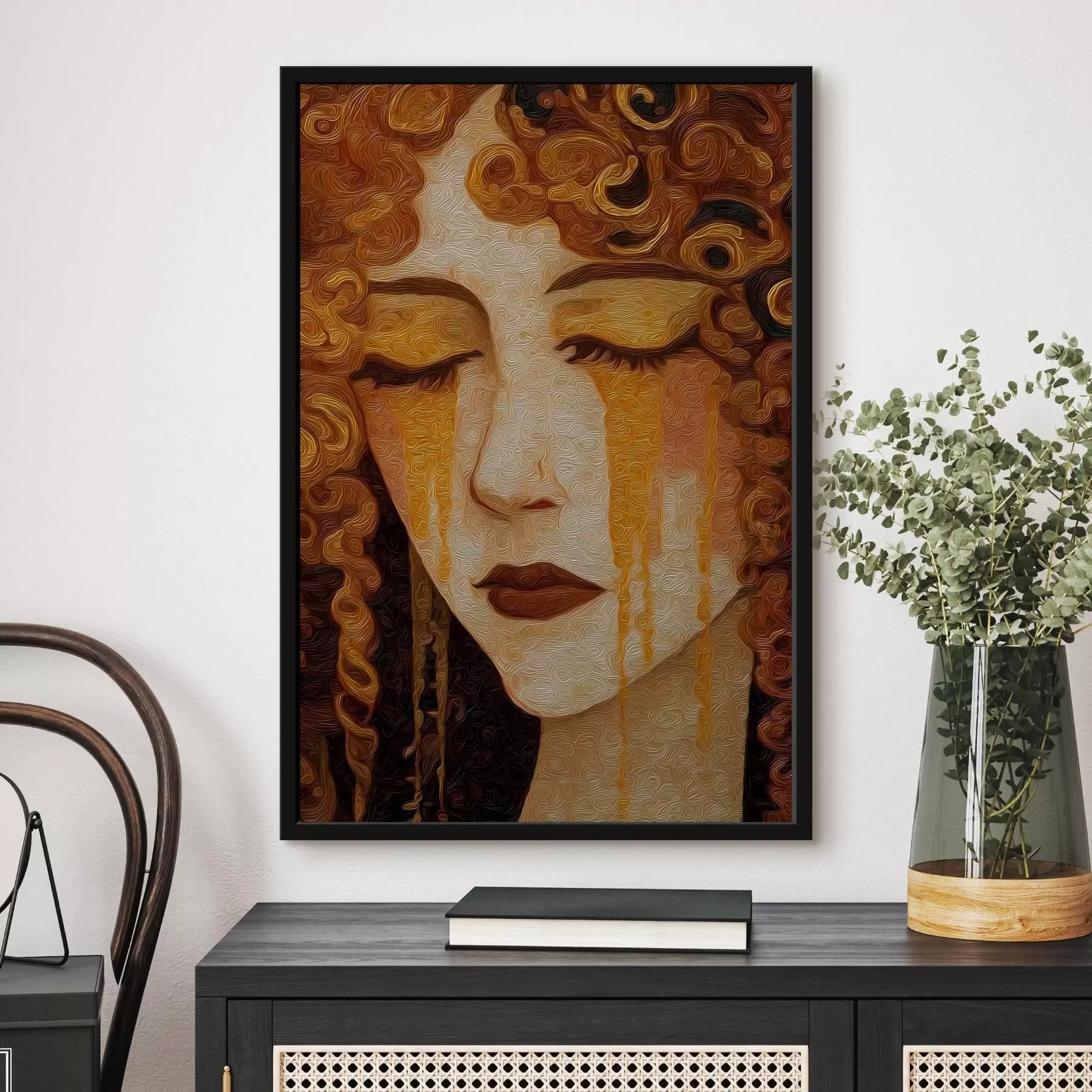 fotószőnyeg Vörös hajú, díszes sminkkel rendelkező női portré f46149