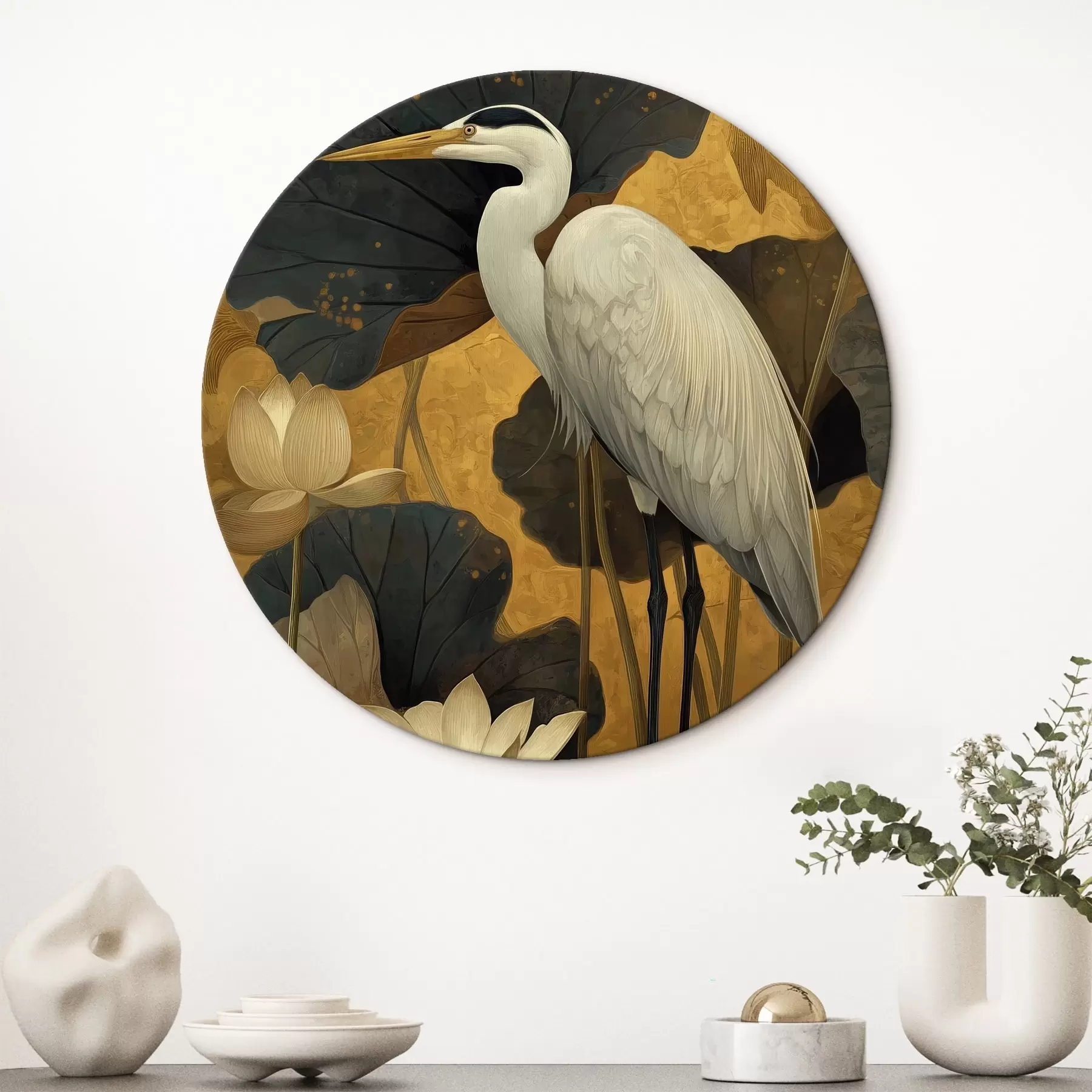 fotótapéta Hattyú lótuszok között meleg háttér előtt r46148