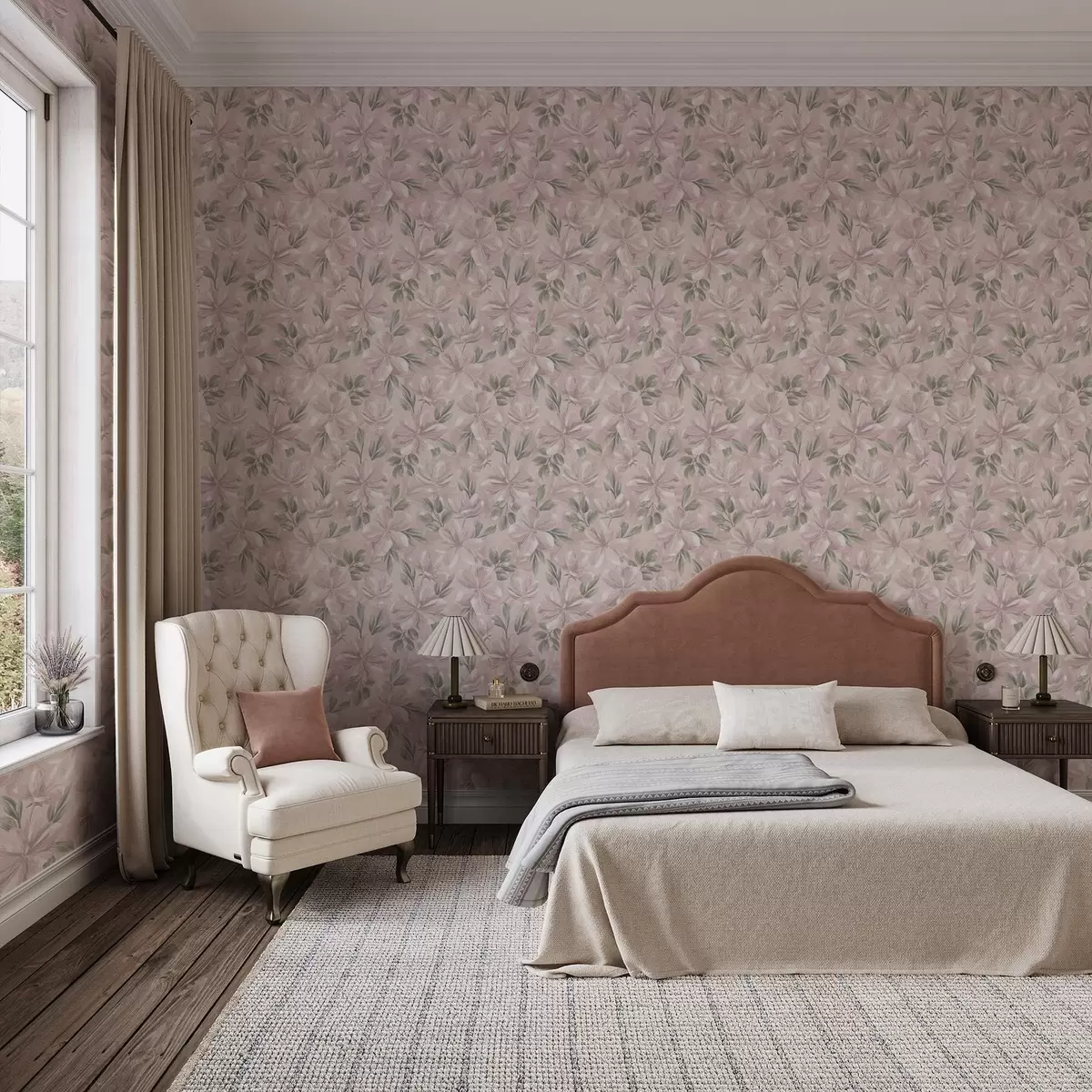 Háttérkép Rózsaszín virágok finom levelekkel, puha háttérrel a00675